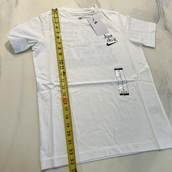 Nike Kids Just Do It‎ T-shirt White Size Medium Back Print Nike Exclusive Promo - Picture 8 of 9